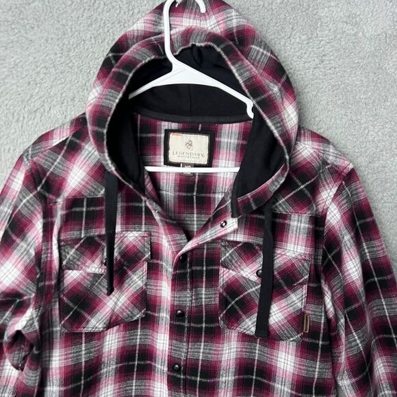Legendary Whitetail Shirt Mens Medium Black Red Backwoods Hooded Flannel Western - Picture 6 of 11